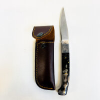 Saddi Pattada Outdoor-Messer, Lederscheide, dunkler Horngriff, handgefertigt, scharfe Klinge, robustes Design