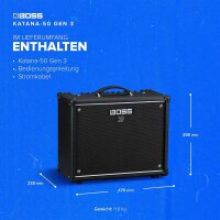 BOSS Katana-50 Gen 3 Guitar Combo, 50W, 12" Speaker, 12 Amp Models, Integrated Effects, Compact Design