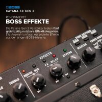 BOSS Katana-50 Gen 3 Guitar Combo, 50W, 12" Speaker, 12 Amp Models, Integrated Effects, Compact Design