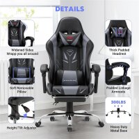 COLAMY 6703 Gaming-Stuhl, ergonomisch, Kunstleder, Metall, schwarz, High-Back, höhenverstellbar, 65x65,5x130 cm, 17 kg