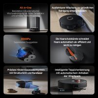 Xiaomi Robot Vacuum X20 Max Vacuum and Mop Robot, 8000 Pa, Dual Mop, Hot Water Cleaning, 5200 mAh, Laser Navigation, App Control, Black