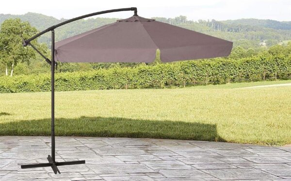 Gardenia D300 cantilever parasol 3x3m, garden parasol, dark steel pole, dark beige cover, water-repellent, crank, cross base, for garden/terrace/balcony