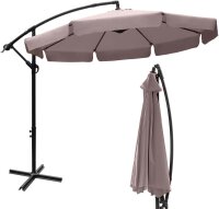 Gardenia D300 cantilever parasol 3x3m, garden parasol, dark steel pole, dark beige cover, water-repellent, crank, cross base, for garden/terrace/balcony