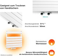 doporro Badheizkörper 160x50 cm, Weiß, Flachheizkörper, einlagig, horizontal, 2-in-1 Mittel- oder Seitenanschluss