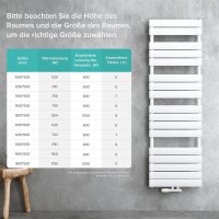 doporro Badheizkörper 160x50 cm, Weiß, Flachheizkörper, einlagig, horizontal, 2-in-1 Mittel- oder Seitenanschluss
