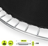 HyperMotion Kindertrampolin 16FT, rund, Ø 434 cm, bis 150 kg, Sicherheitsnetz innen, Leiter, 108 Federn, Stahlrahmen, Schwarz