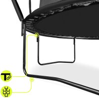 HyperMotion Kindertrampolin 16FT, rund, Ø 434 cm, bis 150 kg, Sicherheitsnetz innen, Leiter, 108 Federn, Stahlrahmen, Schwarz