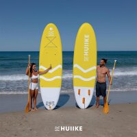HUIIKE Enjoyer Yellow SUP Board 305x84x15cm, aufblasbar, bis 130kg, inkl. Paddel, Pumpe, Kajaksitz, Rucksack, Leash, 5L Drybag