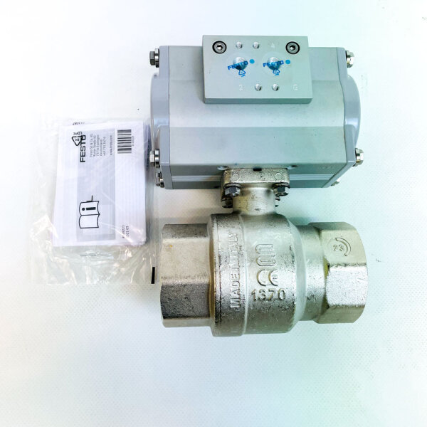 FESTO DFPD-40-RP-90-RD-F0507 Ball valve unit, quarter-turn actuator, 1 1/2", 8 bar, complete, KVZB, C1909543