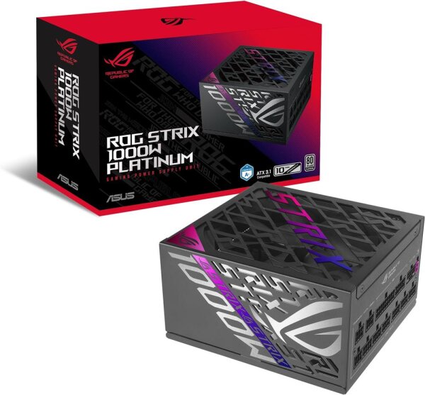 ASUS ROG Strix 1000W Gaming-Netzteil, ATX 3.1, PCIe 5.1, 80 Plus Platinum, vollmodular, GaN MOSFET, 12V-2x6, leiser Lüfter