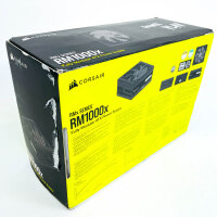 CORSAIR RM1000x ATX power supply, 1000W, fully modular, quiet zero-RPM fan, ATX 3.1, PCIe 5.1, Cybenetics Gold, 12V-2x6, black