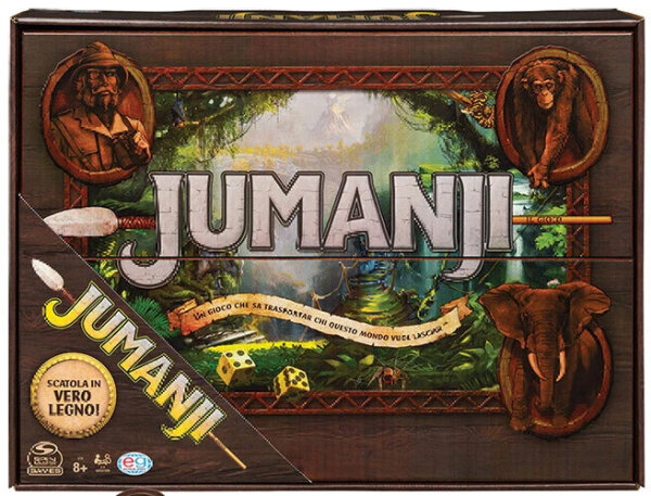 Master Games Jumanji board game, Italian wooden box, party game for 2-4 players, elegant wooden design