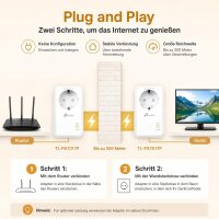 TP-Link TL-PA7017P KIT Powerline Adapter Set, 1000 Mbps, 2-pack, integrated power socket, Gigabit port, Plug & Play, white