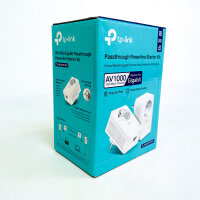 TP-Link TL-PA7017P KIT Powerline Adapter Set, 1000 Mbps, 2-pack, integrated power socket, Gigabit port, Plug & Play, white