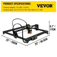 VEVOR L4040X Laser Engraving Machine, 410x400 mm working area, 5.5W, 450 nm, 0.02 mm precision, Engraver & Laser Cutter