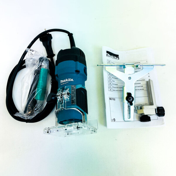 Makita M3702B Edge Router, 530 W, 6 mm, 30000 rpm, fixed base, metal/plastic, 1.5 kg, incl. router bit & instructions