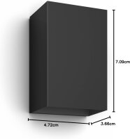 Philips Hue Resonate Outdoor LED Wall Light, 16W, 2x GU10, 1180lm, dimmable, app and voice control, IP44, black, up/down light, Hue Bridge required