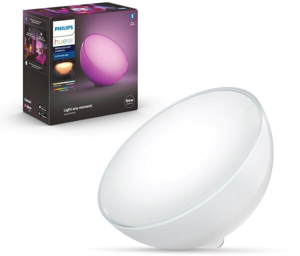 Philips Hue Go LED-Tischleuchte, tragbar, 6W, dimmbar, White & Colour Ambiance, App-Steuerung, Bluetooth, Zigbee, Akku, wasserfest, Alexa-fähig