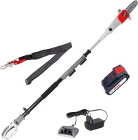 IKRA ICPS 2020 Akku-Teleskop-Entaster, 20 cm Schwert, bis 4 m Arbeitshöhe, 40 Min Laufzeit, Schultergurt, legierter Stahl, Aluminium, Grau