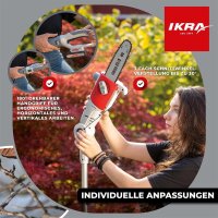 IKRA ICPS 2020 Akku-Teleskop-Entaster, 20 cm Schwert, bis 4 m Arbeitshöhe, 40 Min Laufzeit, Schultergurt, legierter Stahl, Aluminium, Grau