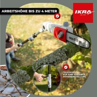 IKRA ICPS 2020 Akku-Teleskop-Entaster, 20 cm Schwert, bis 4 m Arbeitshöhe, 40 Min Laufzeit, Schultergurt, legierter Stahl, Aluminium, Grau