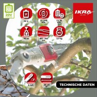 IKRA ICPS 2020 Akku-Teleskop-Entaster, 20 cm Schwert, bis 4 m Arbeitshöhe, 40 Min Laufzeit, Schultergurt, legierter Stahl, Aluminium, Grau