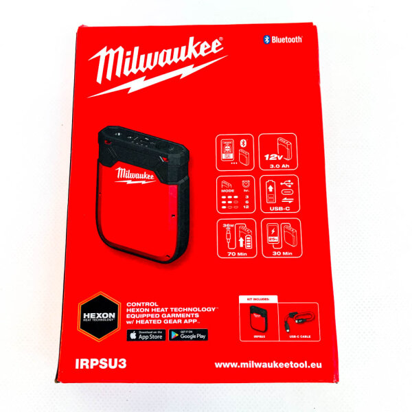 Milwaukee IRPSU3-0 Flatpack 3.0 Ah Battery, Power Bank for Battery-Powered Heated Clothing, Compact Battery Pack, USB Output