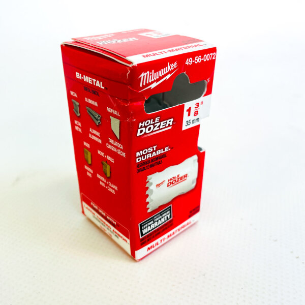 Milwaukee 49560072 Lochsäge 35 mm, Bi-Metall, Hole Dozer, Ice Hardened, für Metall, Holz, Aluminium, Trockenbau, Nägel