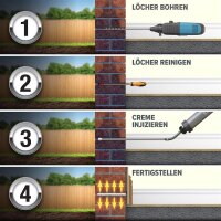 Dryzone 5x600ml Injektionscreme, Horizontalsperre gegen aufsteigende Feuchtigkeit, feuchte Wände, einfache Anwendung