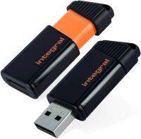 Integral Pulse USB flash drive 32GB, USB 2.0, black-orange, compact, fast data transfer