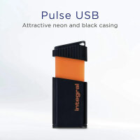 Integral Pulse USB flash drive 32GB, USB 2.0, black-orange, compact, fast data transfer