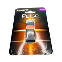 Integral Pulse USB flash drive 32GB, USB 2.0, black-orange, compact, fast data transfer