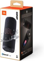 JBL Grip Bluetooth speaker, portable, Pro Sound, AI Sound Boost, IP68 waterproof, dustproof, ambient light resistant, 14h battery life, black