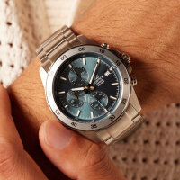Casio Edifice EFR-526D-2AVUEF Herrenuhr, Chronograph, 100 m wasserdicht, Datumsanzeige, dunkelblaues Zifferblatt, silbernes Metallarmband
