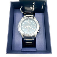 Casio Edifice EFR-526D-2AVUEF Herrenuhr, Chronograph, 100 m wasserdicht, Datumsanzeige, dunkelblaues Zifferblatt, silbernes Metallarmband