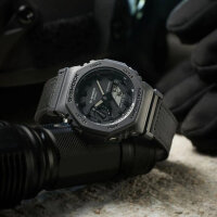 Casio G-Shock GA-2100BCE-1A Herrenuhr, 45 mm, schwarz, 20 bar wasserdicht, Carbon Core Guard, analog-digital, Stoppuhr, Alarm, Nylonband