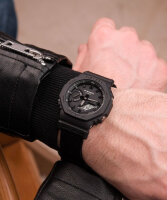 Casio G-Shock GA-2100BCE-1A Herrenuhr, 45 mm, schwarz, 20 bar wasserdicht, Carbon Core Guard, analog-digital, Stoppuhr, Alarm, Nylonband