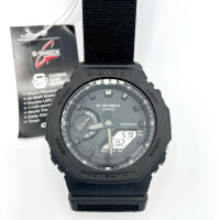 Casio G-Shock GA-2100BCE-1A Herrenuhr, 45 mm, schwarz, 20 bar wasserdicht, Carbon Core Guard, analog-digital, Stoppuhr, Alarm, Nylonband