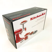 KitchenAid Fleischwolf Metallaufsatz, kompatibel mit Küchenmaschinen, robust, silber/rot, ideal für Hausgebrauch