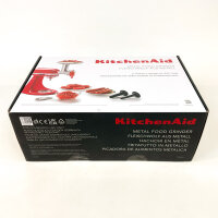 KitchenAid Fleischwolf Metallaufsatz, kompatibel mit Küchenmaschinen, robust, silber/rot, ideal für Hausgebrauch