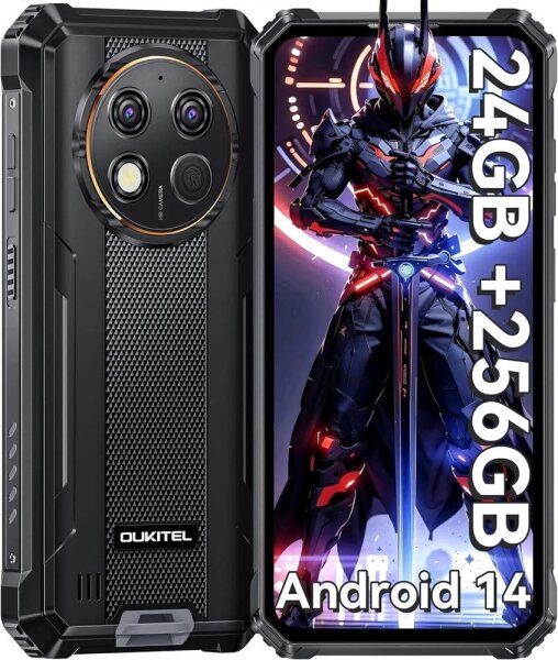 OUKITEL G1 Smartphone, 24GB RAM, 256GB Speicher, 6,52" HD Display, 10600mAh Akku, 48MP Kamera, 4G, Octa-Core, Schwarz