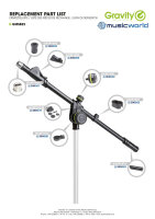 Gravity MS B 22 microphone arm, telescopic 500–880 mm, 3/8" external thread, 2-way adjustable, black, microphone stand