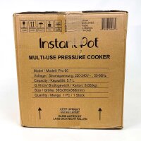 Instant Pot Pro 60 Multikocher, 5,7L, 220–240V, Edelstahl schwarz, 36,3x36,3x38,8cm, vielseitiger Schnellkochtopf