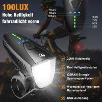 Toptrek 1057+T37 LED-Fahrradbeleuchtungsset, 3,7V, IPX5,...