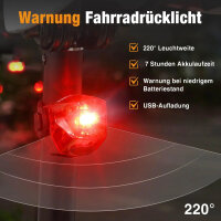 Toptrek 1057+T37 LED-Fahrradbeleuchtungsset, 3,7V, IPX5, 2000mAh Li-Ion, OSRAM-LED, Front- & Rücklicht, wiederaufladbar, Schwarz