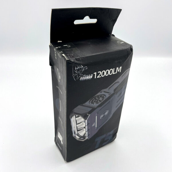 Rodman T5 LED flashlight, 12000 lumens, 125 W, 5000 mAh battery, 357 m range, USB-C, black
