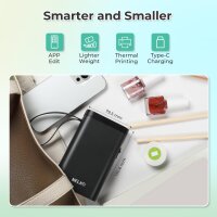 Nelko P21 Mini Label Printer, portable, wireless, Bluetooth, USB-C, 5V/1A, incl. cable & instructions, black