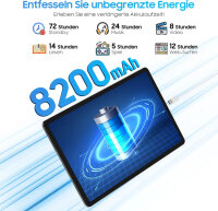 Blackview Tab 90 WiFi Tablet, 27,7 cm, 12 GB RAM, 128 GB Speicher, 8200 mAh Akku, 13+8 MP Kamera, 5G WLAN, silbergrau
