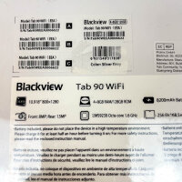 Blackview Tab 90 WiFi Tablet, 27,7 cm, 12 GB RAM, 128 GB Speicher, 8200 mAh Akku, 13+8 MP Kamera, 5G WLAN, silbergrau