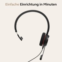 Jabra Evolve 20 MS Mono USB-C Headset, einseitig, mit Mikrofon, schwarz, für Microsoft Teams, kabelgebunden